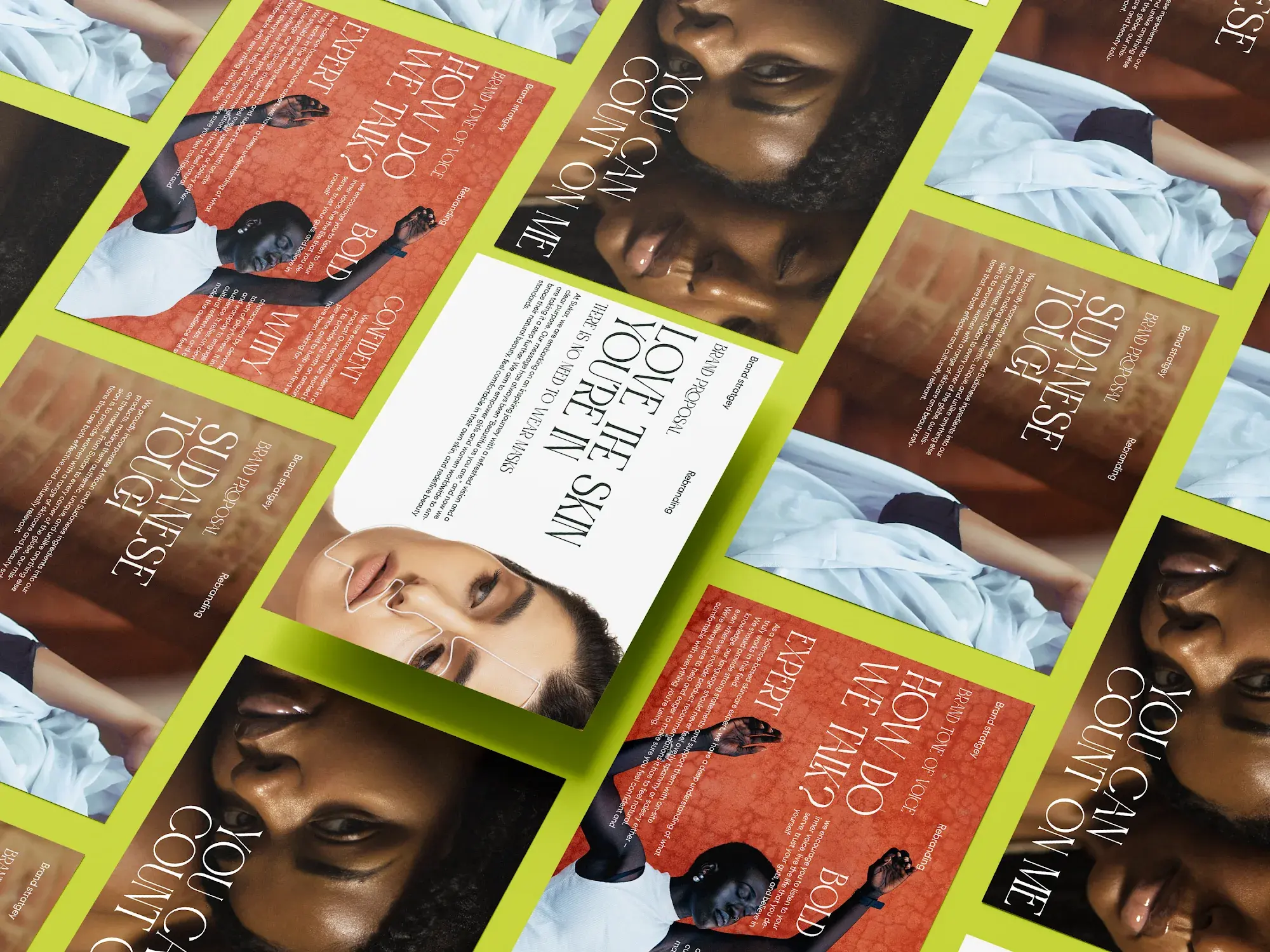 Grid of Sukar flyers about loving the skin you are in